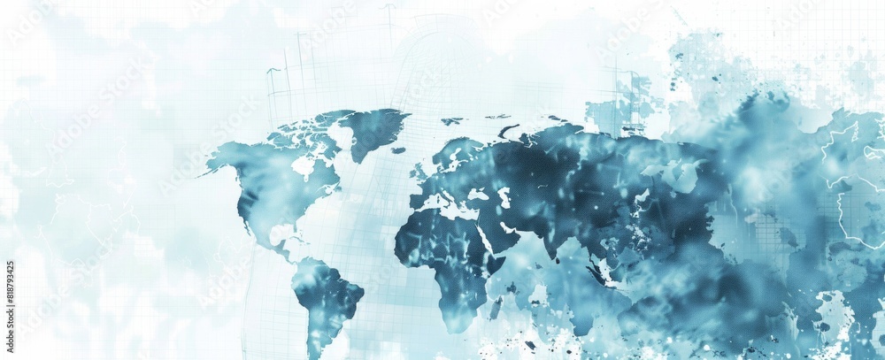 Aufkleber abstract digital technology background with globe and map