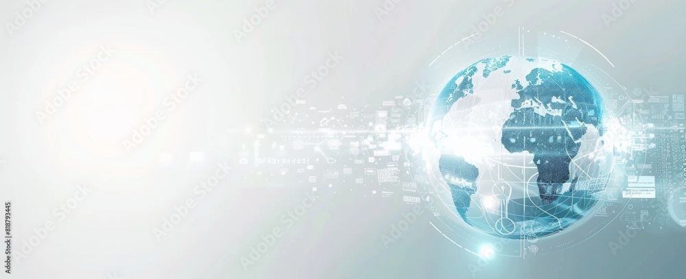 Aufkleber abstract digital technology background with globe and map