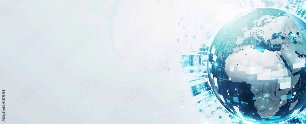 Aufkleber abstract digital technology background with globe and map