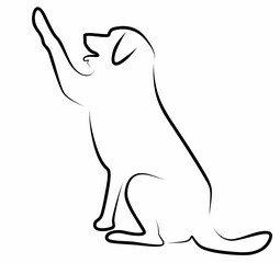 dog vector, line drawing side view illustration isolated on white background