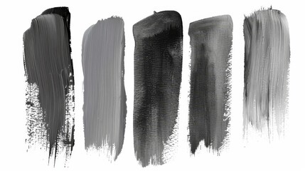 Five different shades of gray paint, each with a different texture