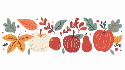 Autumn vibes hand drawn lettering composition with de
