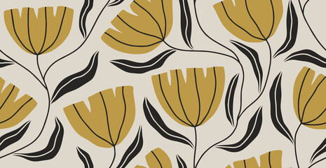 Vector abstract flower seamless pattern.