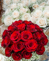 Beautiful red and white rose bouquet