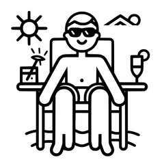 Vacation icon, leisure icon, summer icon, travel icon, beach icon, sun icon, tourism icon, airplane icon, travel destinations icon, family icon, business icon, sunbathing icon, icon, travel, summer,