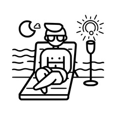 Vacation icon, leisure icon, summer icon, travel icon, beach icon, sun icon, tourism icon, airplane icon, travel destinations icon, family icon, business icon, sunbathing icon, icon, travel, summer,