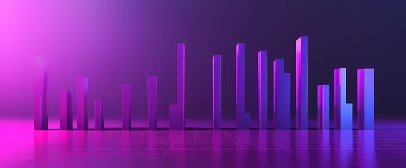 A clean and minimalist side view of a simple bar graph in vivid purple color, providing a clear visualization of data, captured with HD precision.
