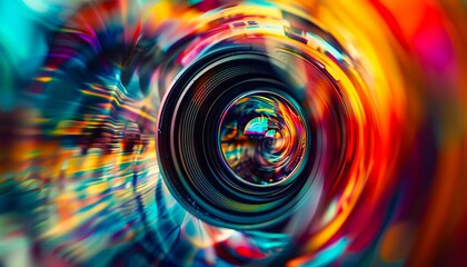 Obraz premium A colorful image of a camera lens.