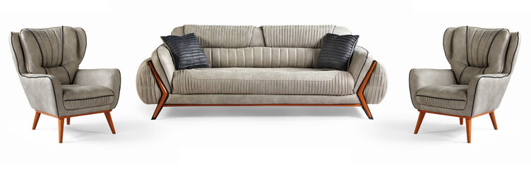 Modern furniture set isolated on white background .