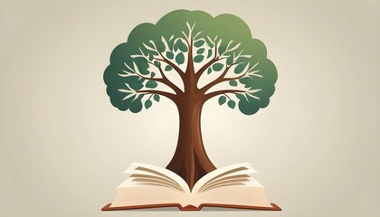 A tree icon with a book resting against its trunk upscaled_19