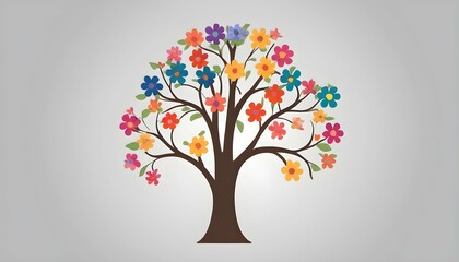 A tree icon with colorful flowers blossoming on it upscaled_4