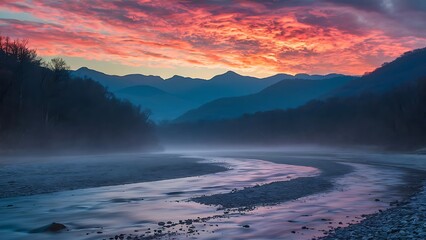 Fototapeta premium Great Smoky Mountains National Park Scenic Sunrise Landscape