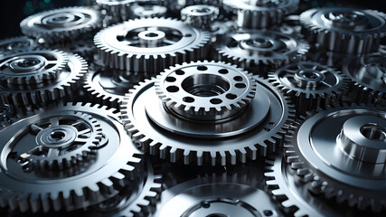 Abstract Technology Background with 3D Interlocking Gears