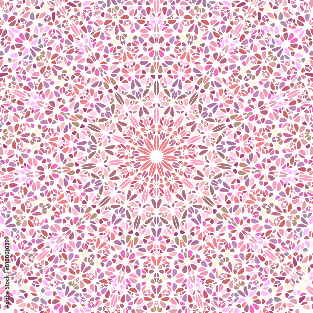Poster geometrical psychedelic circular mosaic pattern background - floral abstract colorful vector art fro