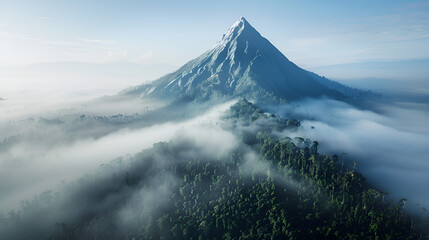 Mountain with lights,A view of the rainforest from the jungle Panoramic view of Arenal Volcano,