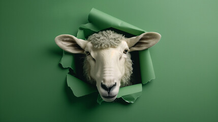 Funny eid ul adha wallpaper, funny sheep head pop out of green sheet, eid mubarak, bakra eid