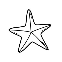 Starfish Icon, single isolate on a white background. Vector illustration wildlife of the underwater world doodle sketch.