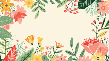 Floral card design with wild flower frame. Botanical