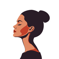 Portraits of woman. Vector flat illustration. Avatar for a social network. Fashion illlustration