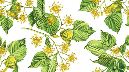Floral seamless pattern with flowering linden sprigs