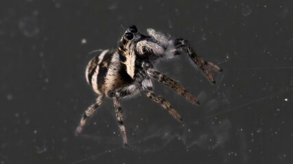 Macro shot of a small cute jumping spider