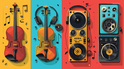 Four of a musical instruments. Colorful illustration.