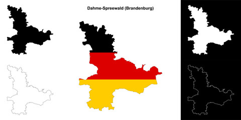 Dahme-Spreewald (Brandenburg) blank outline map set