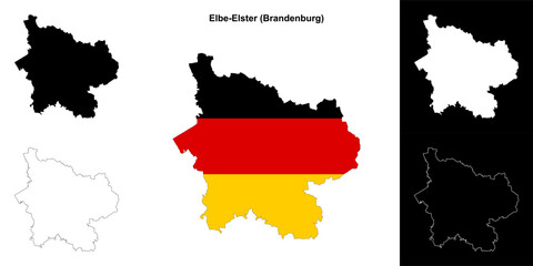 Obraz premium Elbe-Elster (Brandenburg) blank outline map set