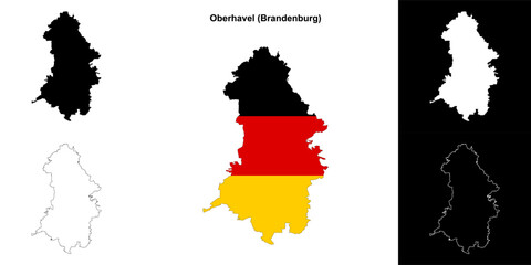 Oberhavel (Brandenburg) blank outline map set