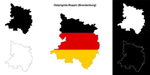 Fototapeta premium Ostprignitz-Ruppin (Brandenburg) blank outline map set