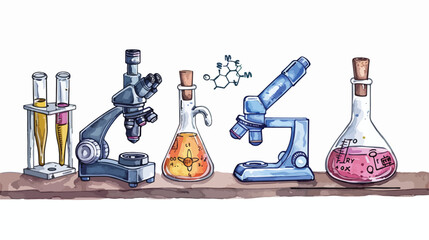 Four of chemistry and physics laboratory equipment an