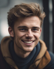 a young British man with a sincere smile, isolated white background
