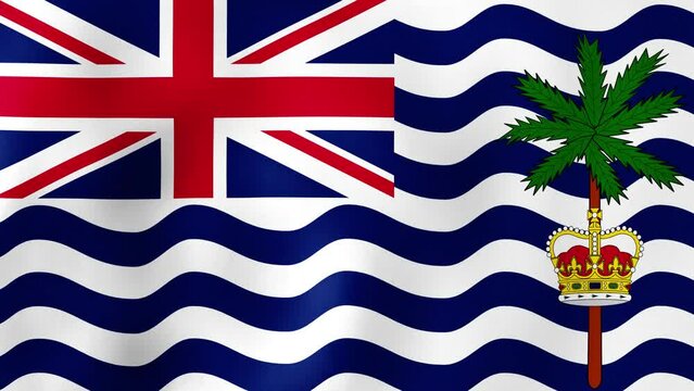 National flag British Indian Ocean Territory (Chagos) fluttering in wind. Smooth animation flag in 4K. Highly detailed realistic 3D rendering. Concept Patriotism