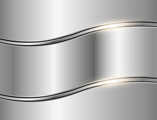Silver gray wavy business background, elegant 3d metal illustration.