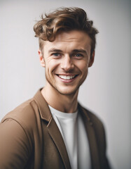 Obraz premium a young British man with a sincere smile, isolated white background 