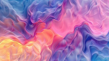 3d rendering Curve Dynamic Fluid Liquid Wallpaper, Light Pastel Cold Color Colorful Swirl Gradient Mesh, Bright Vivid Vibrant Smooth Surface, Blurred Water Multicolor Neon Sky Gradient Background