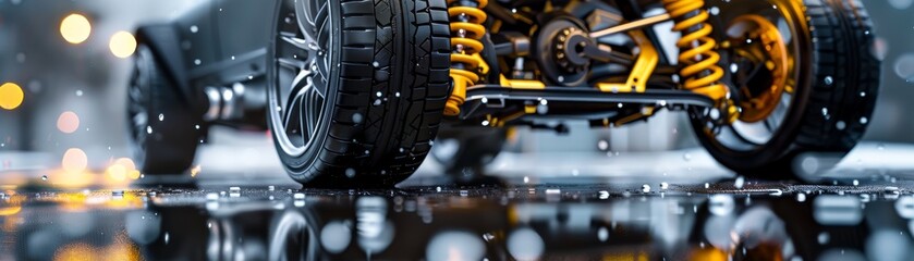 Fototapeta premium A car with yellow springs on the front