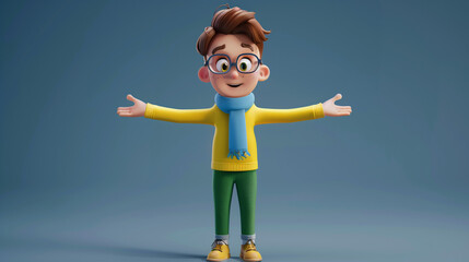 3d render. Cartoon character young man.