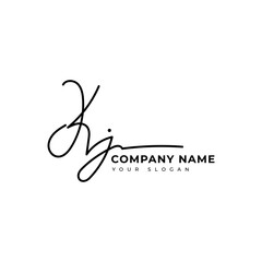 Kj Initial signature logo vector design