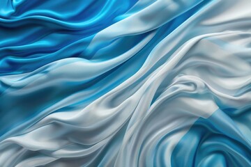 Abstract digital background or texture design of argentinian flag colors, Argentina national country symbol illustration wavy silk fabric background