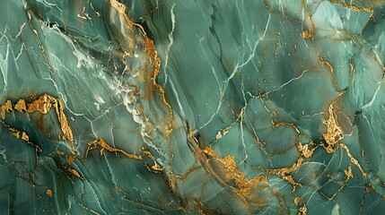 Abstract luxurious turquoise and gold marble texture, with rich golden veins and wavy patterns...
