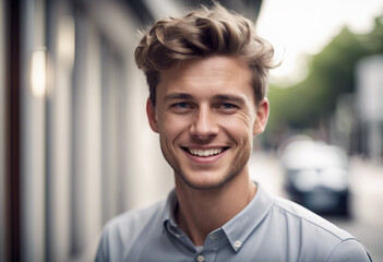 Obraz premium a young British man with a sincere smile, isolated white background 