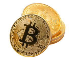 Bitcoin. Golden bitcoin isolated on white background