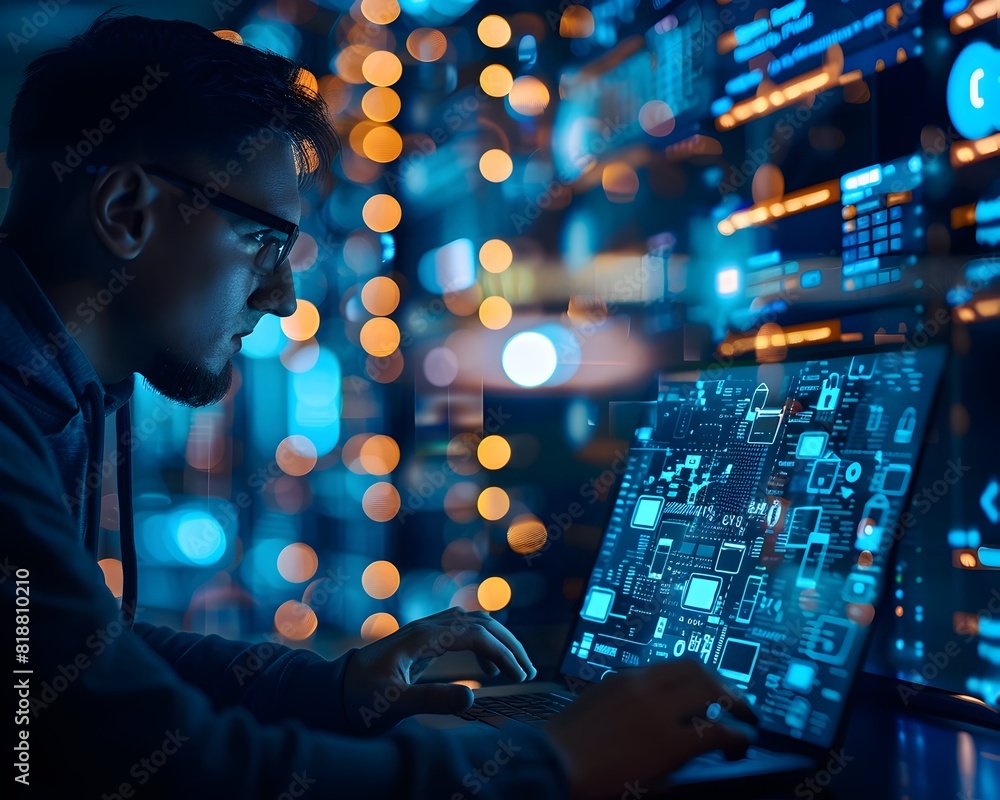 Aufkleber cybersecurity expert monitoring e commerce network for digital fraud detection and prevention
