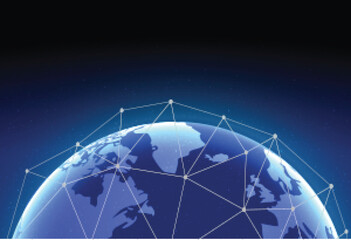 Global network connection. World map point and line composition concept of global business. Vector Illustration, Internet network for fast data exchange over America from space, global 