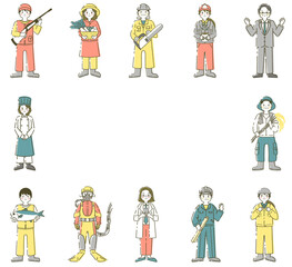 色々な職業のイラスト素材 背景素材 人物セット