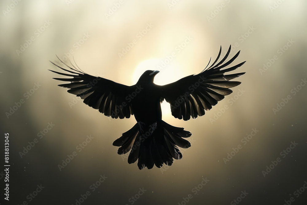 Aufkleber Dynamic image of a bird with torn wings, its incomplete silhouette highlighting its inability to fly freely,