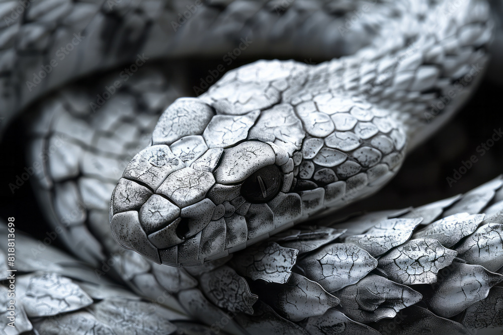 Poster illustration of a snake with a shattered outline, symbolizing the confinement of reptiles in enclosu