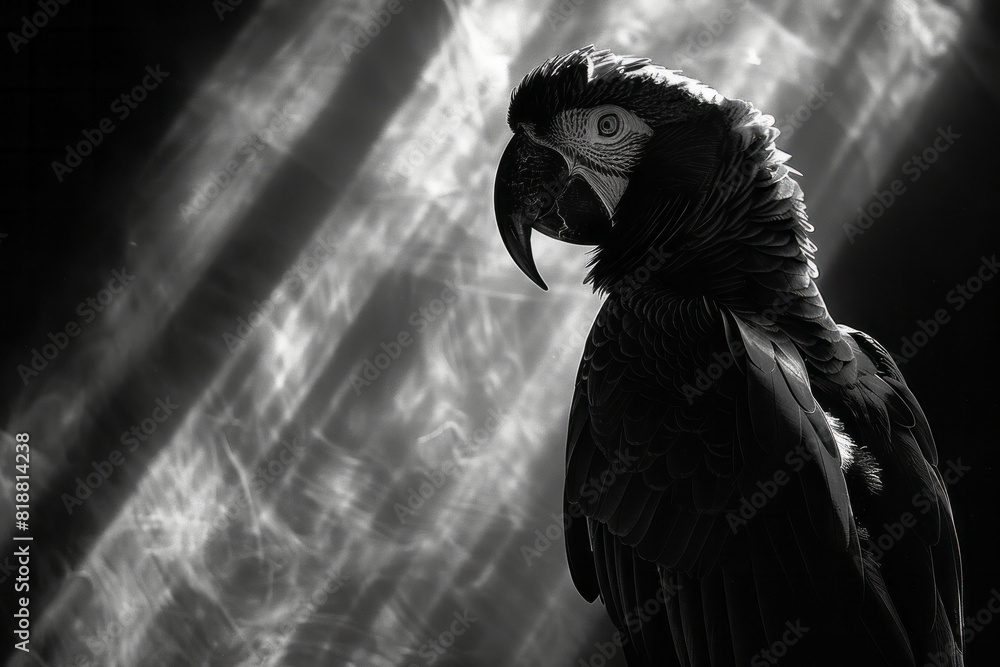 Leinwandbilder dynamic image of a parrot with a broken form, gaps in its silhouette symbolizing the impact of capti
