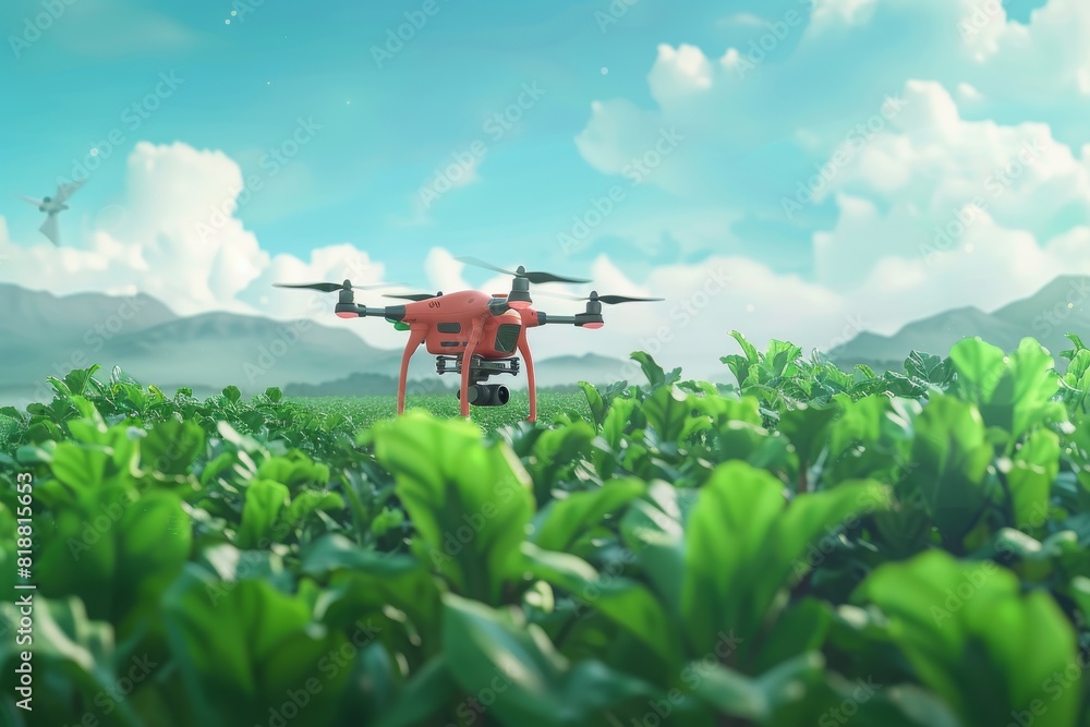 Poster digital agriculture integrates high-tech drones for advanced structured farming, soil health monitor